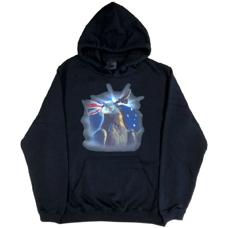 Australian Flag Wedge Tail Eagle Hoodie (Black, Regular and Big Sizes)