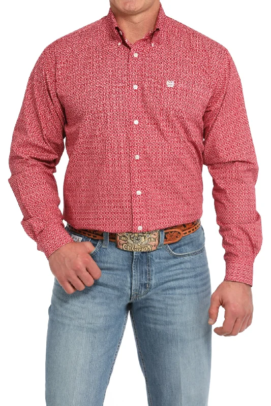 CINCH RED MULTI LINED LONG SLEEVE SHIRT