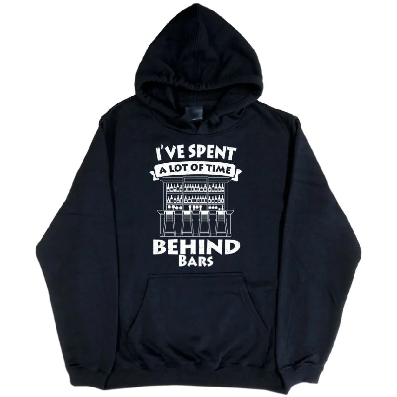 Spent a Lot of Time Behind Bars Pub Hoodie (Black, Regular and Big Sizes)