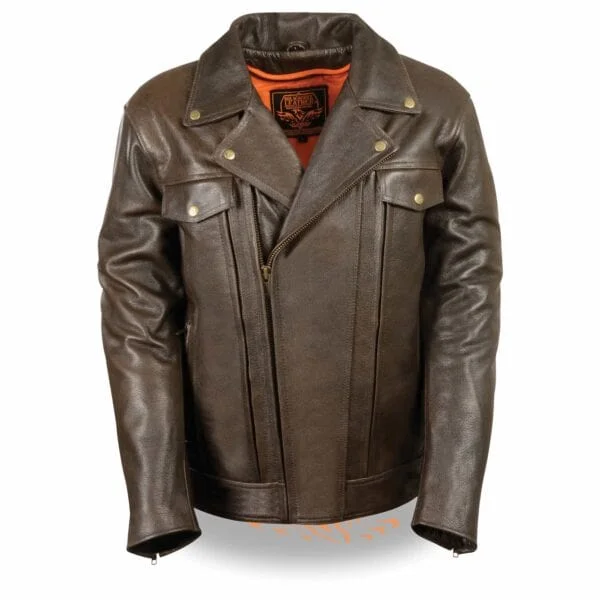 Men's Retro Brown Utility Pocket M/C Jacket