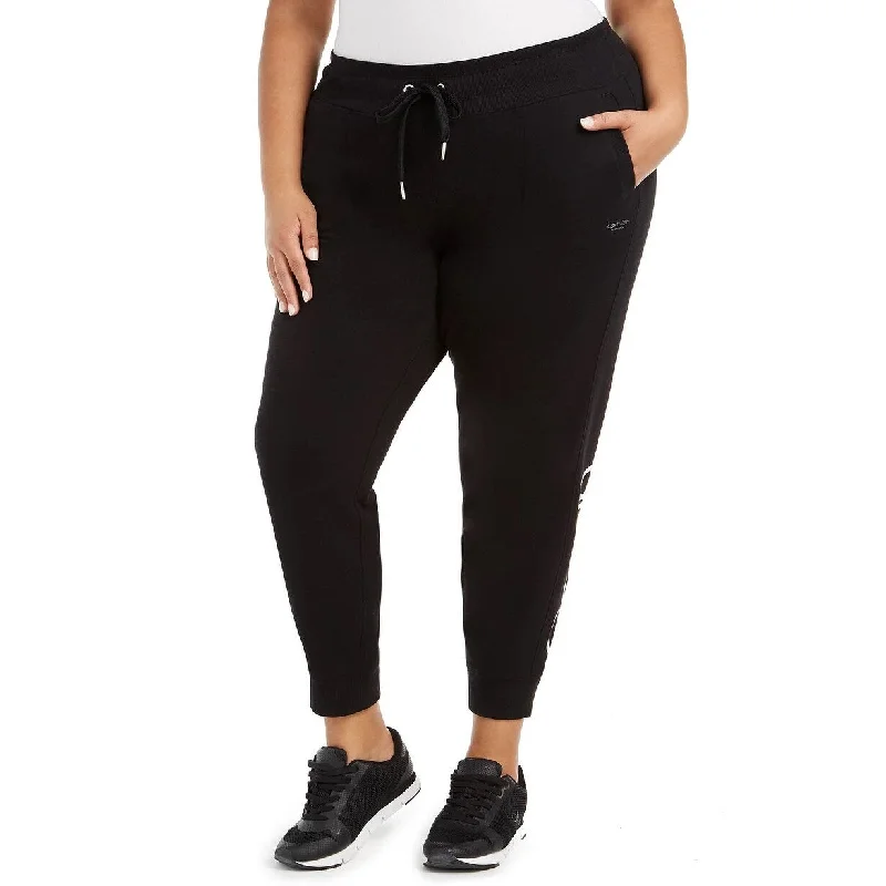 Calvin Klein Performance Women's Plus Size Active Fleece Jogger Pants Black Size 3X