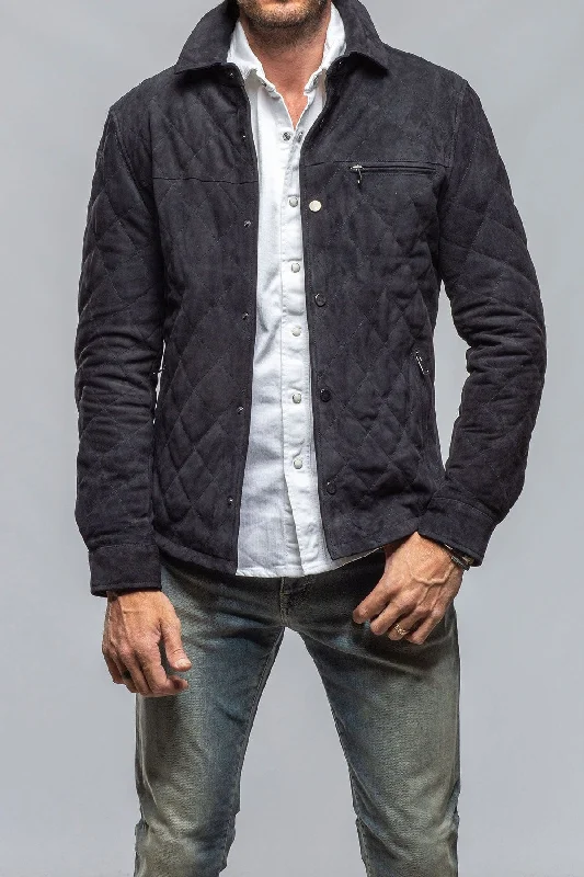 Callum Quilted Shirt Jacket In Navy