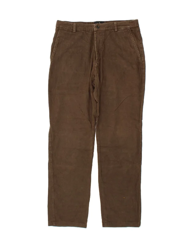 TRUSSARDI Mens Straight Chino Trousers IT 50 Large W34 L32 Brown Cotton