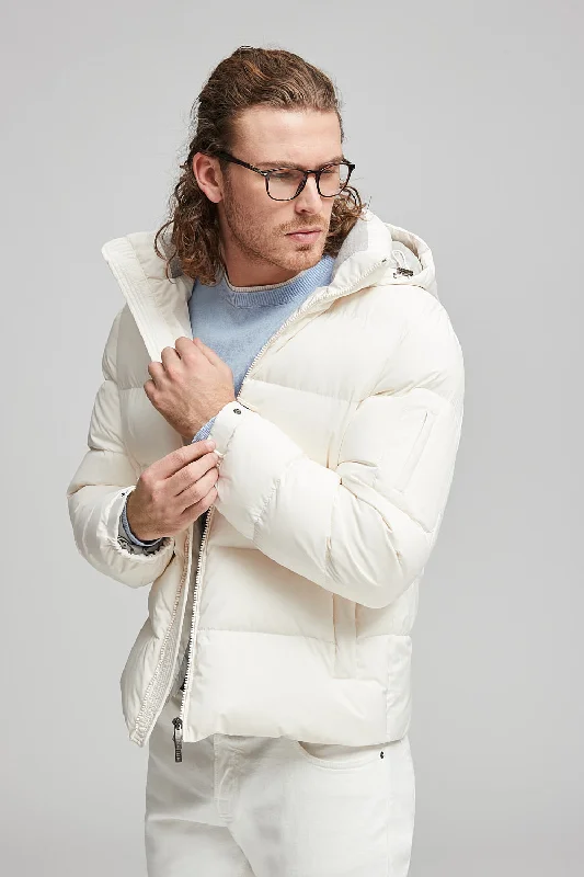 Goose down jacket in anti-drop technical microfiber