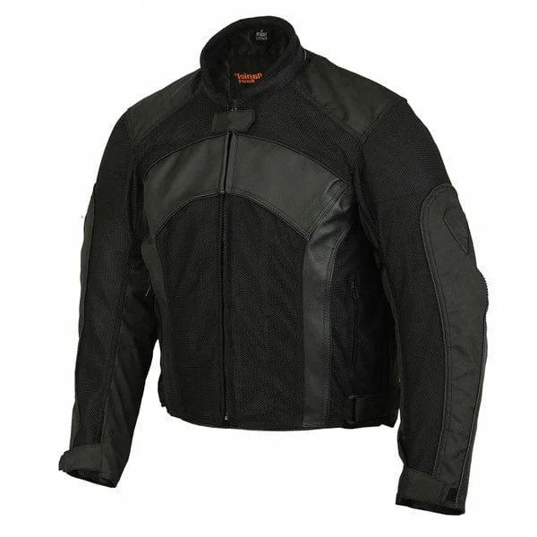 Men's Mesh & Leather Padded Motorcycle Jacket