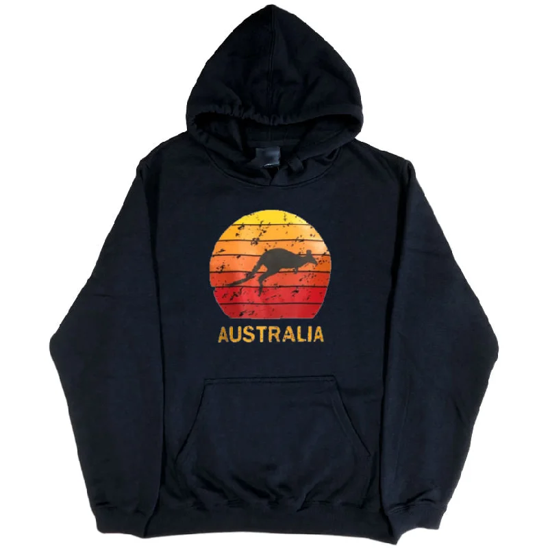 Kangaroo Sunset Australia Hoodie (Black, Regular and Big Sizes)