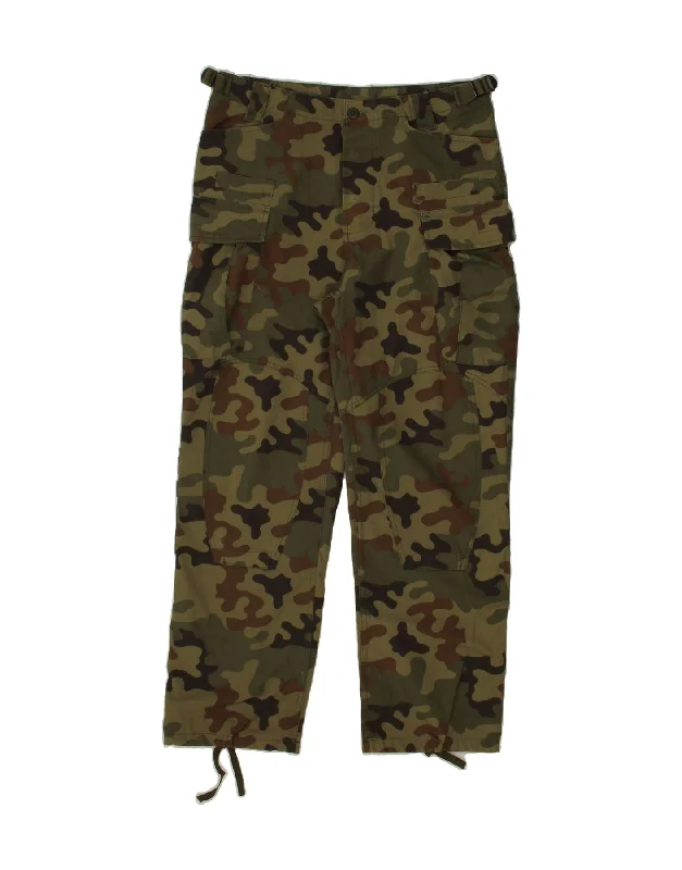 VINTAGE Mens Straight Cargo Trousers Medium W34 L29 Khaki Camouflage