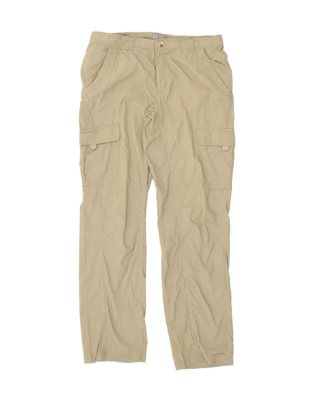 COLUMBIA Mens Titanium Straight Cargo Trousers Medium W36 L34 Beige Nylon