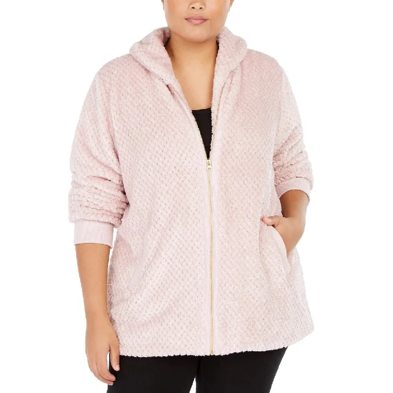 Ideology Women's Plus Size Quilted Sherpa Jacket Pink Size 1X