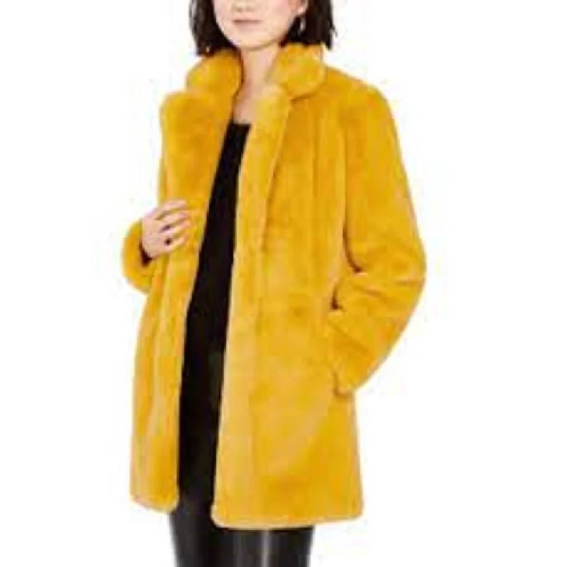 Apparis Women's Eloise Faux-Fur Coat Dark Yellow Size Medium