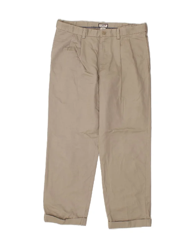 IZOD Mens Straight Chino Trousers W32 L30 Beige Cotton