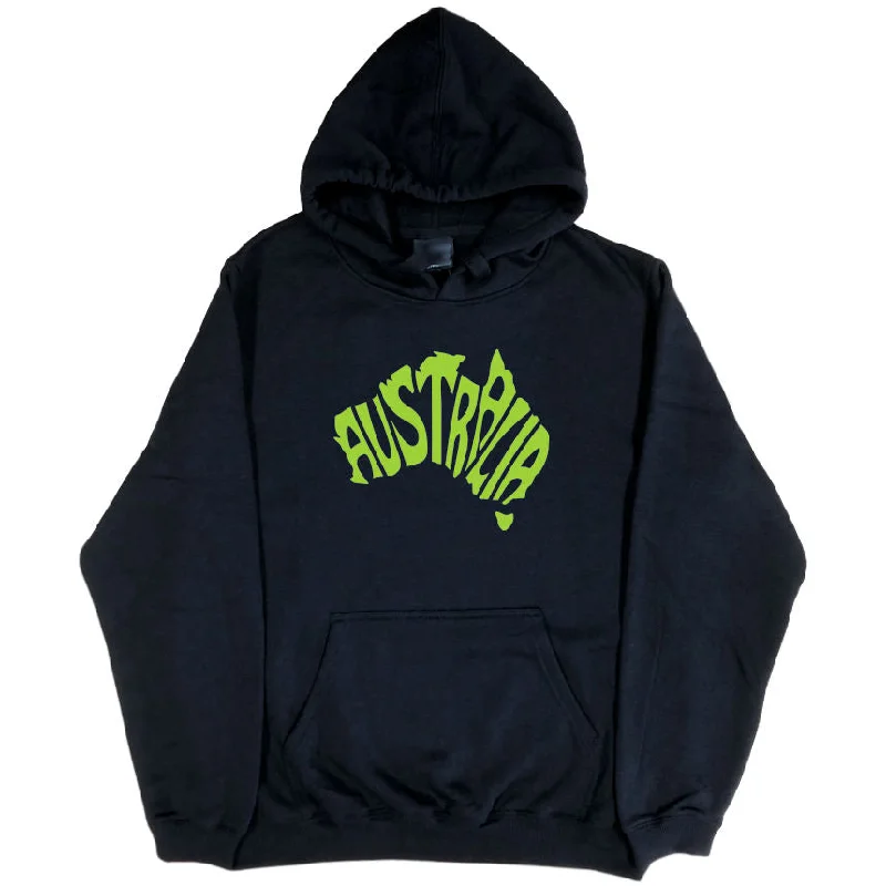 Australia In Map Shape Hoodie (Black, Regular and Big Sizes)