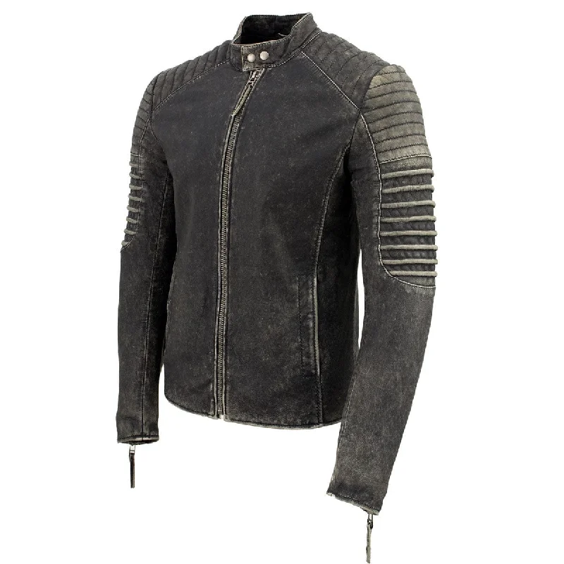 Men's Brown Distressed Leather Café Racer Jacket