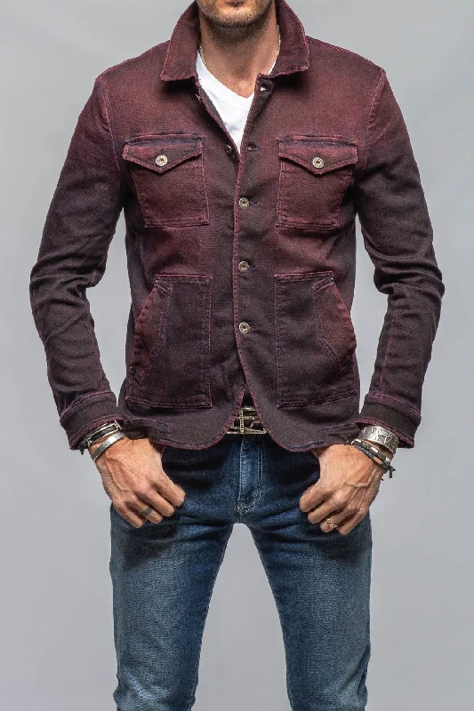 Chase Denim Jacket In Bordeaux