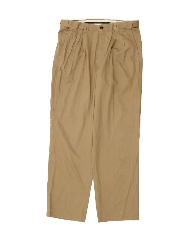 EDDIE BAUER Mens Pegged Chino Trousers W33 L31 Beige Cotton