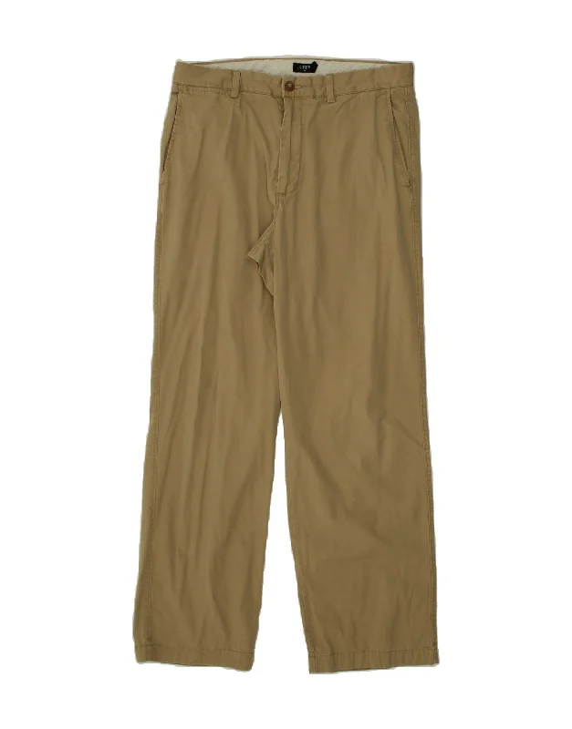 J. CREW Mens Straight Chino Trousers W33 L30 Beige Cotton