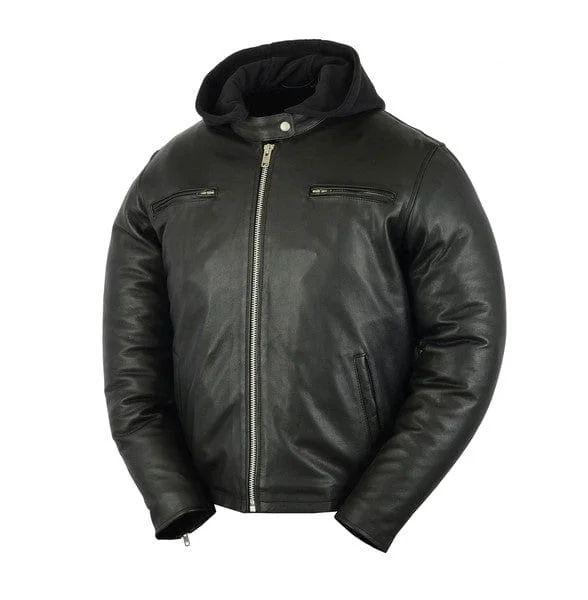 Men's Sporty Cruiser Black Leather Motorcycle Jacket