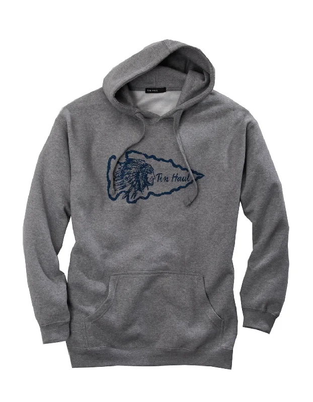 Tin Haul Mens Grey Cotton Blend Indian Arrowhead Hoodie