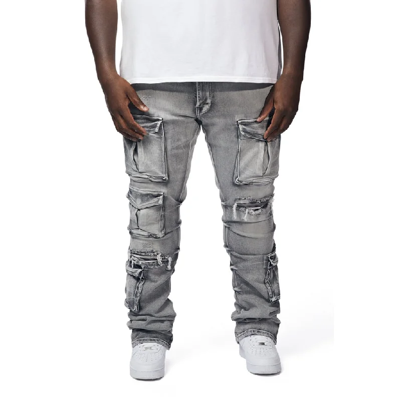 Big And Tall - Stacked Utility Pocket Stacked Jeans - Union Grey