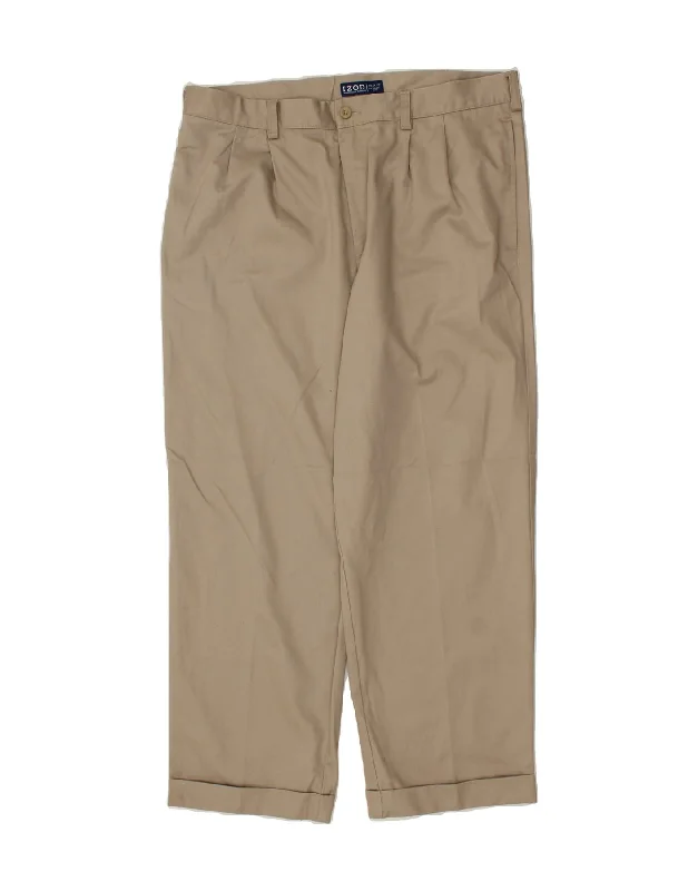 IZOD Mens Classic Fit Pegged Casual Trousers W36 L29 Beige