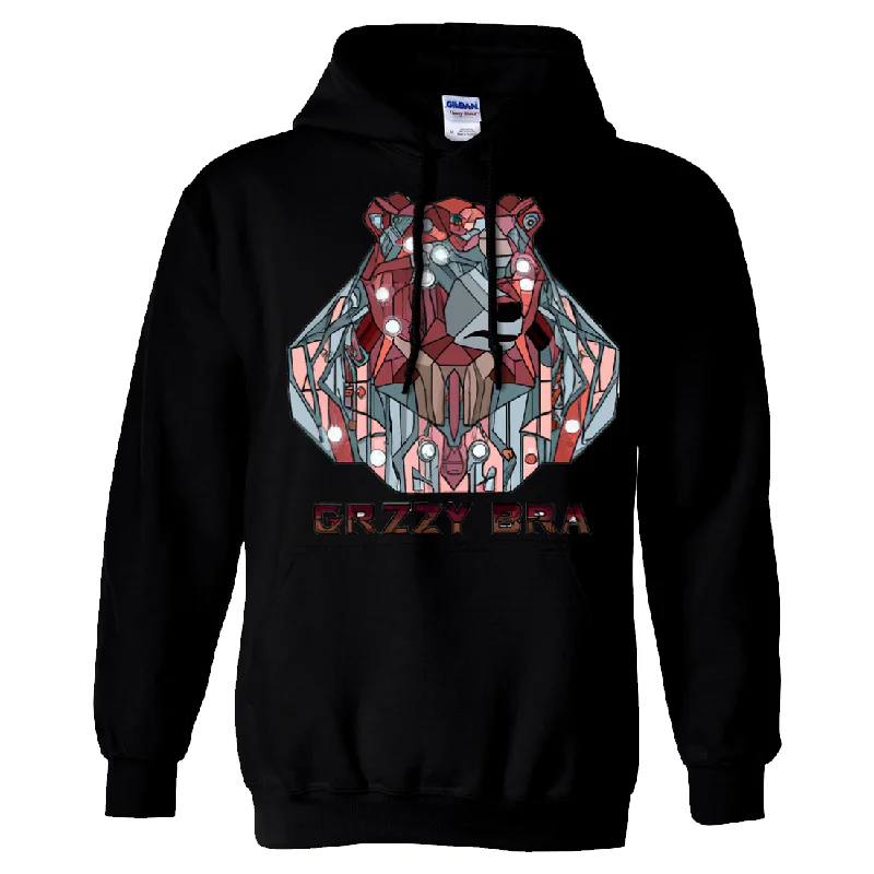 Stained Glass Cyborg Grizzly Bear GRZZY BRA Sweatshirt Hoodie