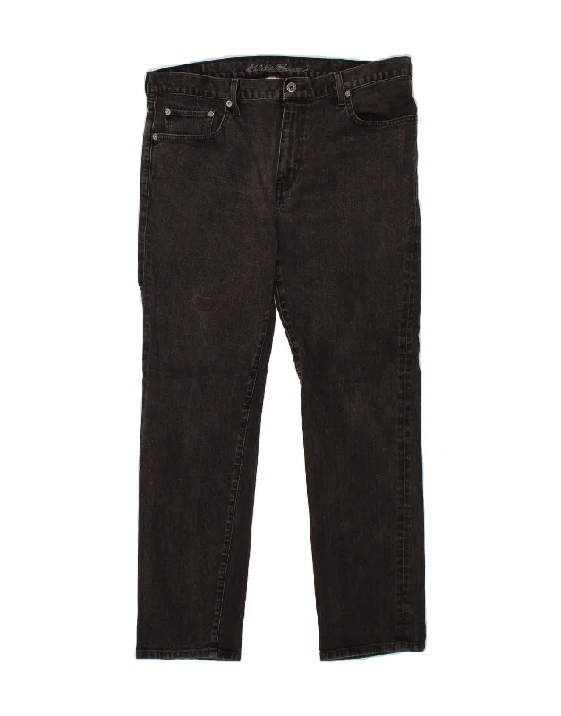 EDDIE BAUER Mens Straight Jeans W36 L32 Black Cotton