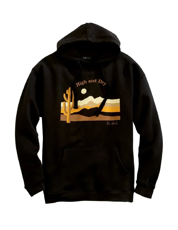 Tin Haul Mens Black Cotton Blend Cactus & Mountains Hoodie