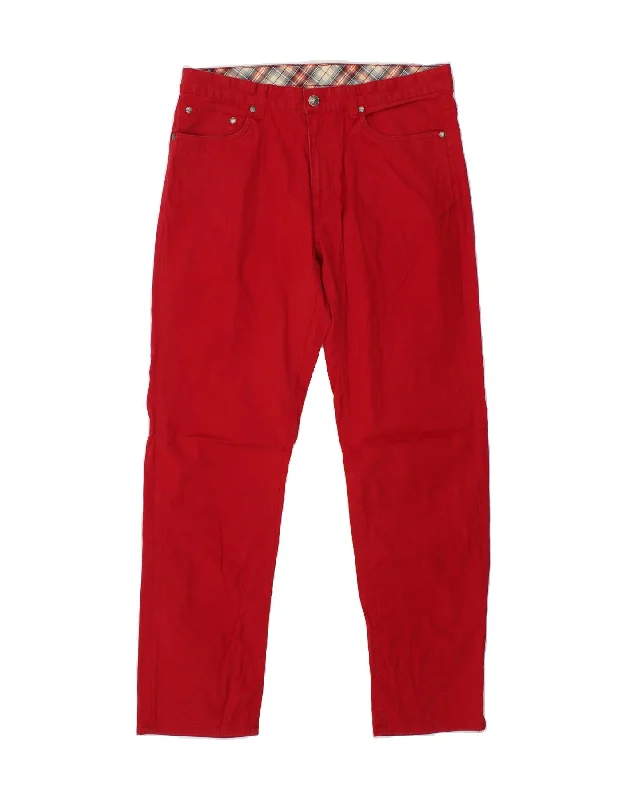 BROOKS BROTHERS Mens Straight Casual Trousers W34 L32 Red Cotton