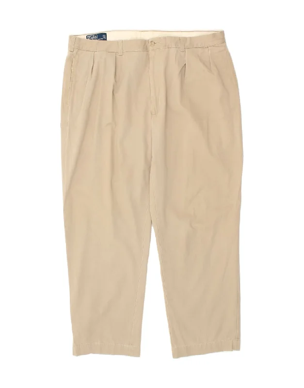 POLO RALPH LAUREN Mens Pegged Chino Trousers W40 L30 Beige Cotton