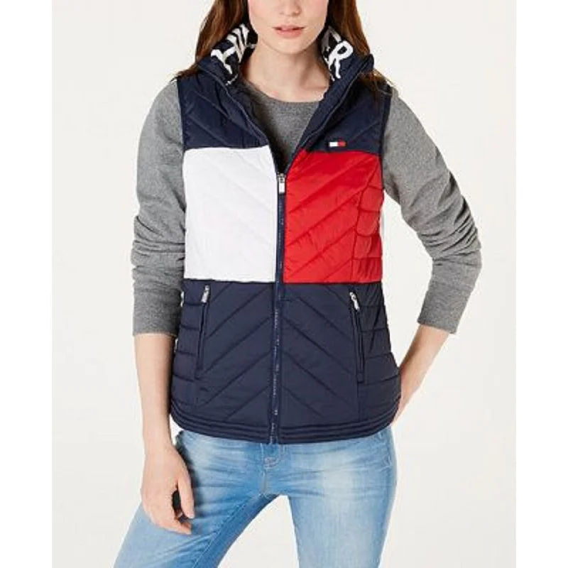 Tommy Hilfiger Women's Sport Quilted Vest Blue Size Extra Small - X-Small