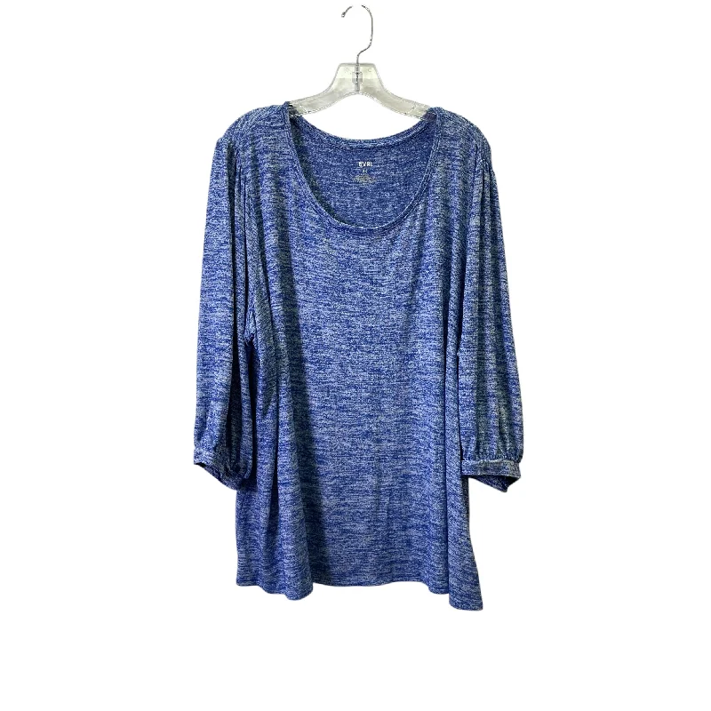 Athletic Top Ls Crewneck By Evri In Blue, Size:3X