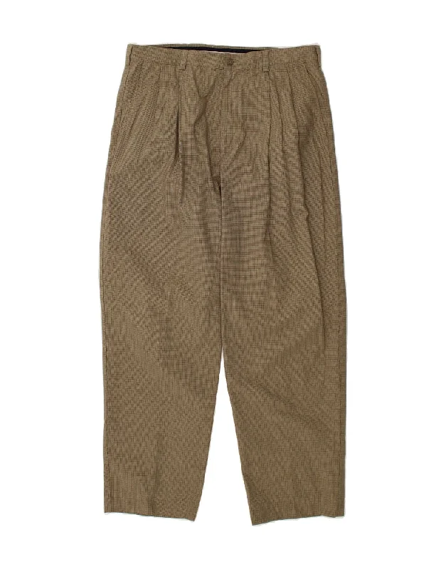 J. CREW Mens Classic Fit Pegged Casual Trousers W36 L32 Beige Check Cotton