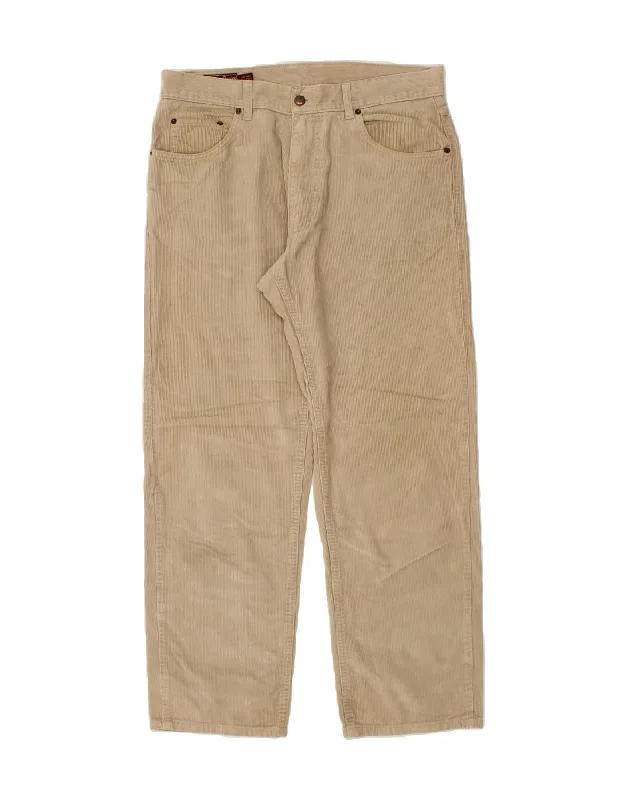 MARLBORO CLASSICS Mens Straight Corduroy Trousers W34 L30  Beige Cotton