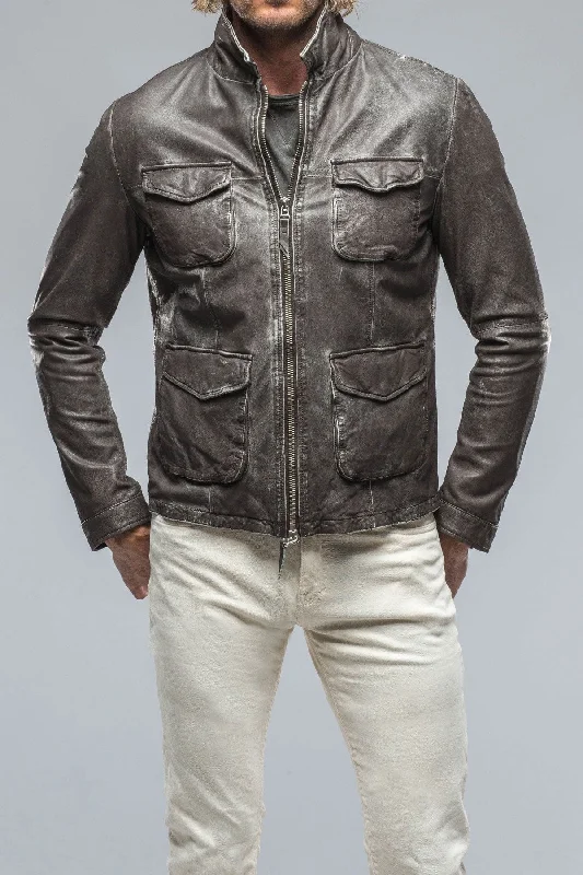 Dino Leather Jacket in Charcoal