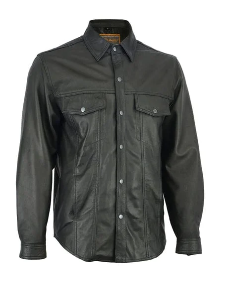 Men's Black Leather Lightweight Shirt