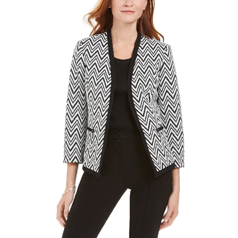 Kasper Women's Zig-Zag Knit Jacket Black Size 16