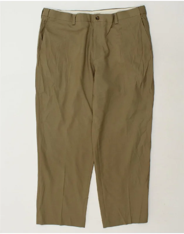 L.L.BEAN Mens Straight Suit Trousers W40 L30 Beige Wool