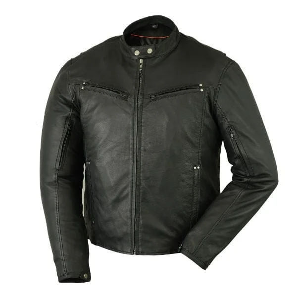 Men's Black Distressed Naked Lambskin Leather Biker Jacket