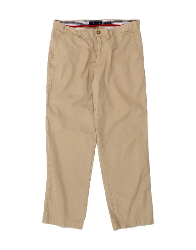 TOMMY HILFIGER Mens Classic Fit Straight Chino Trousers W33 L30 Beige