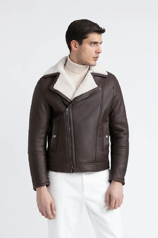 Real sheepskin biker jacket