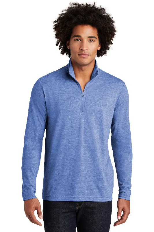 Sport-Tek Mens Moisture Wicking 1/4 Zip Sweatshirt - Heather True Royal Blue