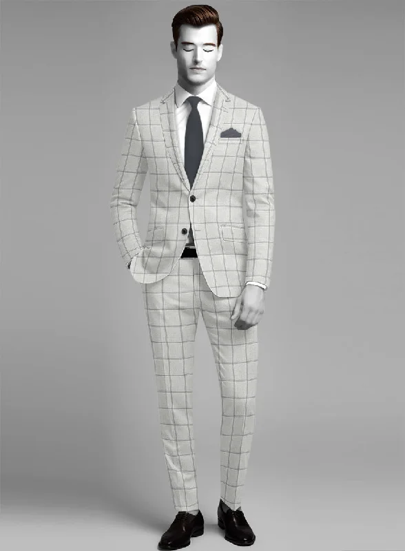 Napolean Noemi Windowpane Light Gray Wool Suit