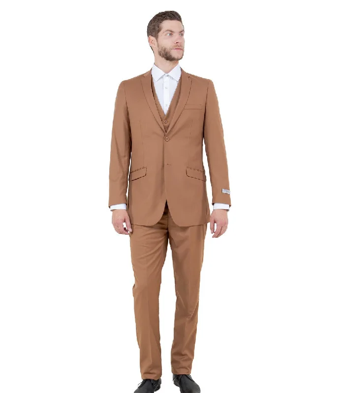 Atlas Heritage Collection: Three-Piece Solid Caramel Suit