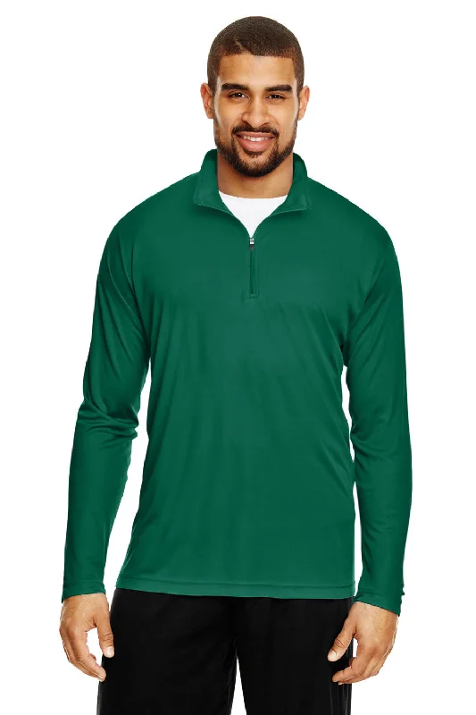 Team 365 Mens Zone Performance Moisture Wicking 1/4 Zip Sweatshirt - Forest Green