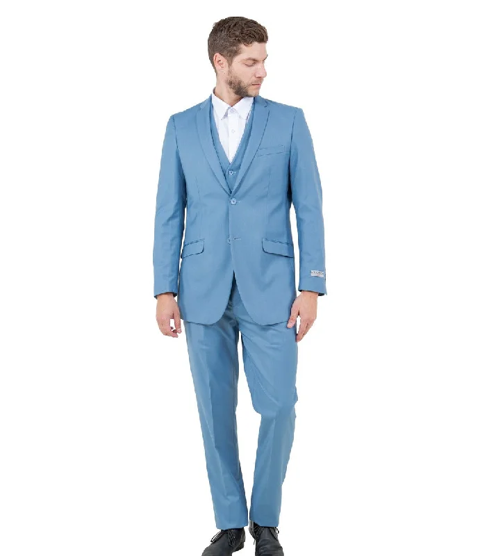 Atlas Heritage Collection: Three-Piece Solid Dusty Blue Suit