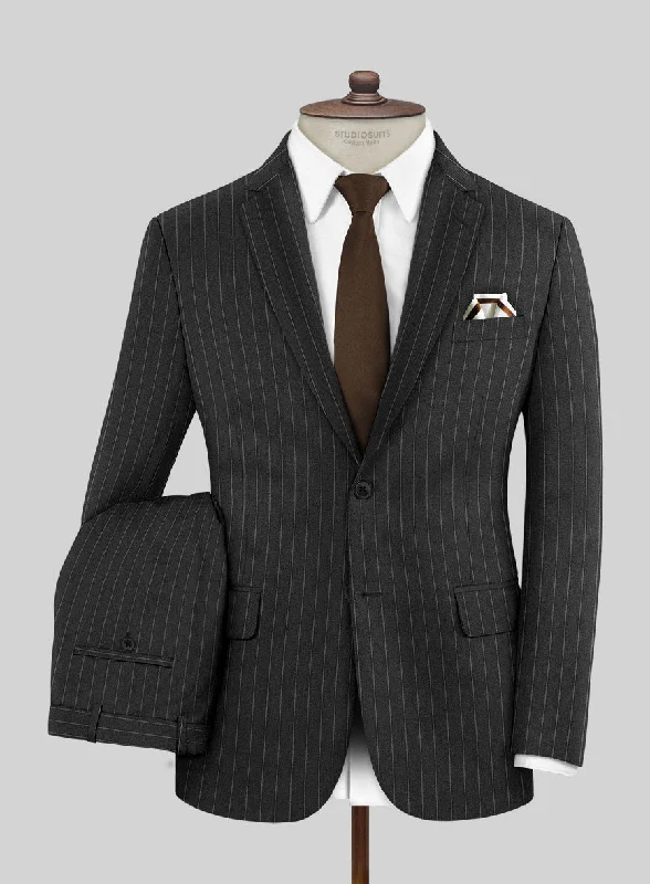 Scabal Ysido Stripe Charcoal Wool Suit