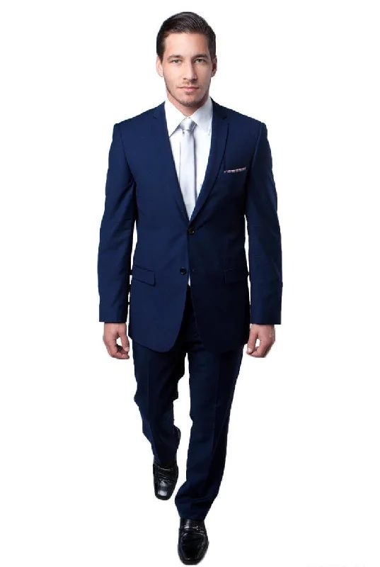 Essential Elegance Collection: Men's Two-Piece Suit Slim Fit with Notch Lapel In Blue - Slim Fit