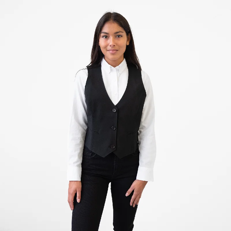 Women's Single Breasted Black Vest