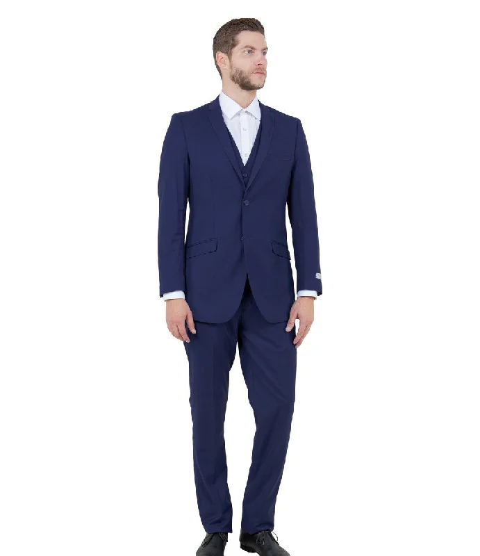 Atlas Heritage Collection: Three-Piece Solid Navy Blue Suit