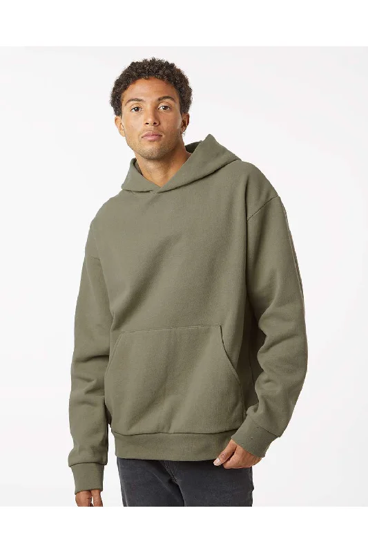 Independent Trading Co. Mens Mainstreet Hooded Sweatshirt Hoodie w/ Pouch Pocket - Olive Green